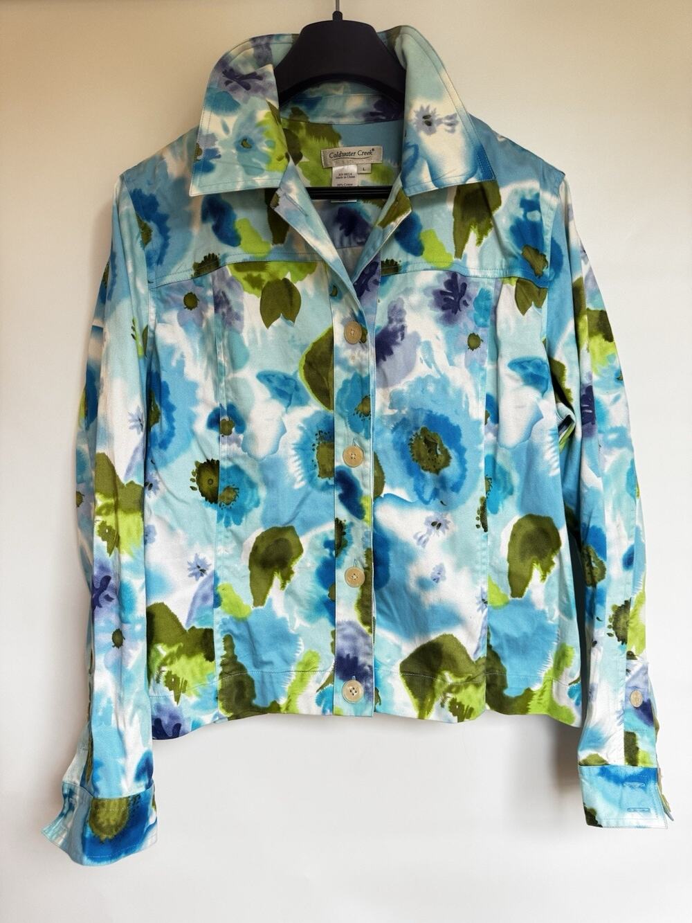 Coldwater Creek Women’s Floral Jacket Size L 98% Cotton